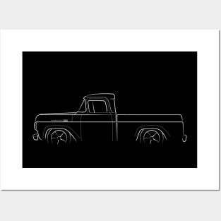 1960 Ford F-100 - profile stencil, white Posters and Art